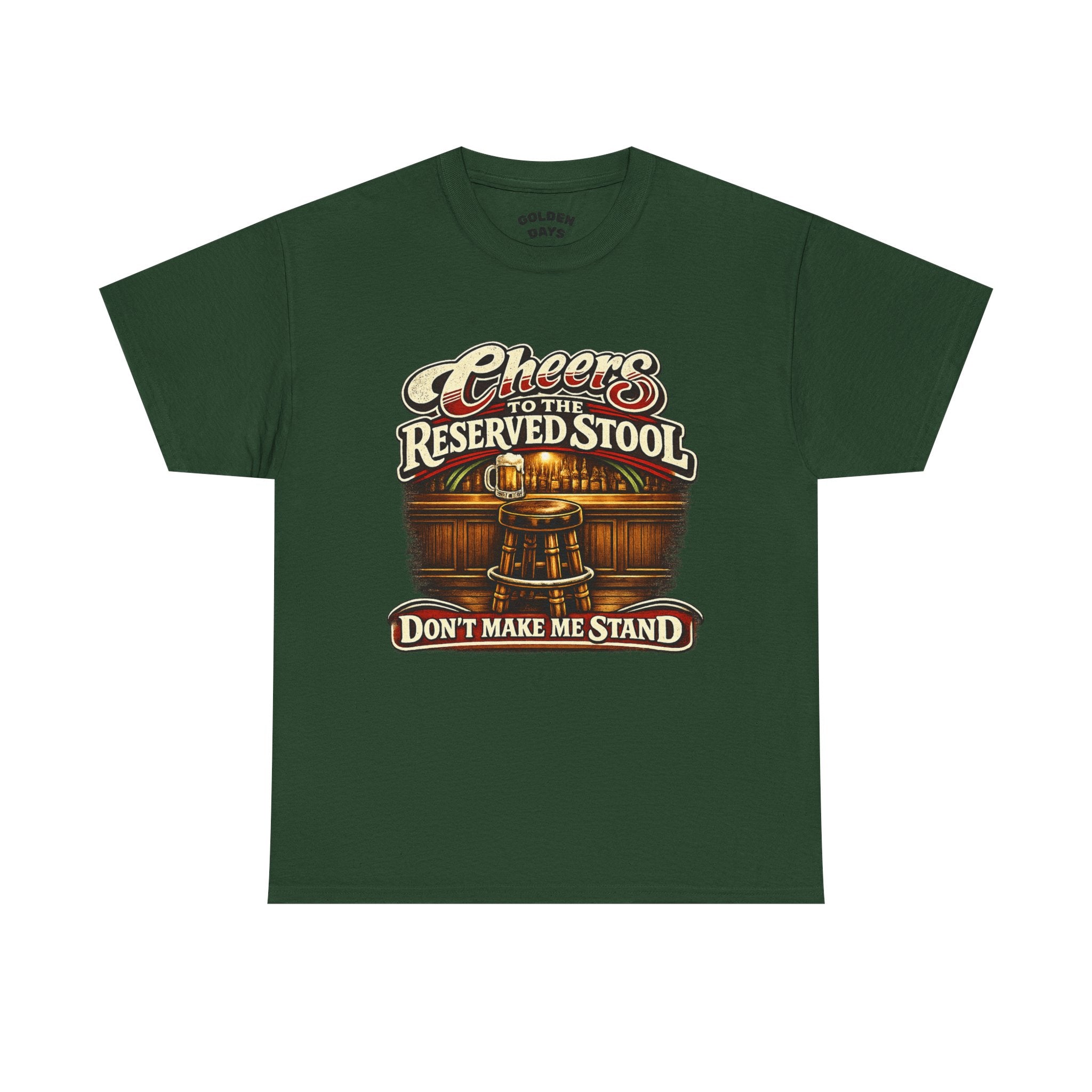 Reserved Bar Stool T‑Shirt – “Cheers to the Reserved Stool” Funny Pub Tee