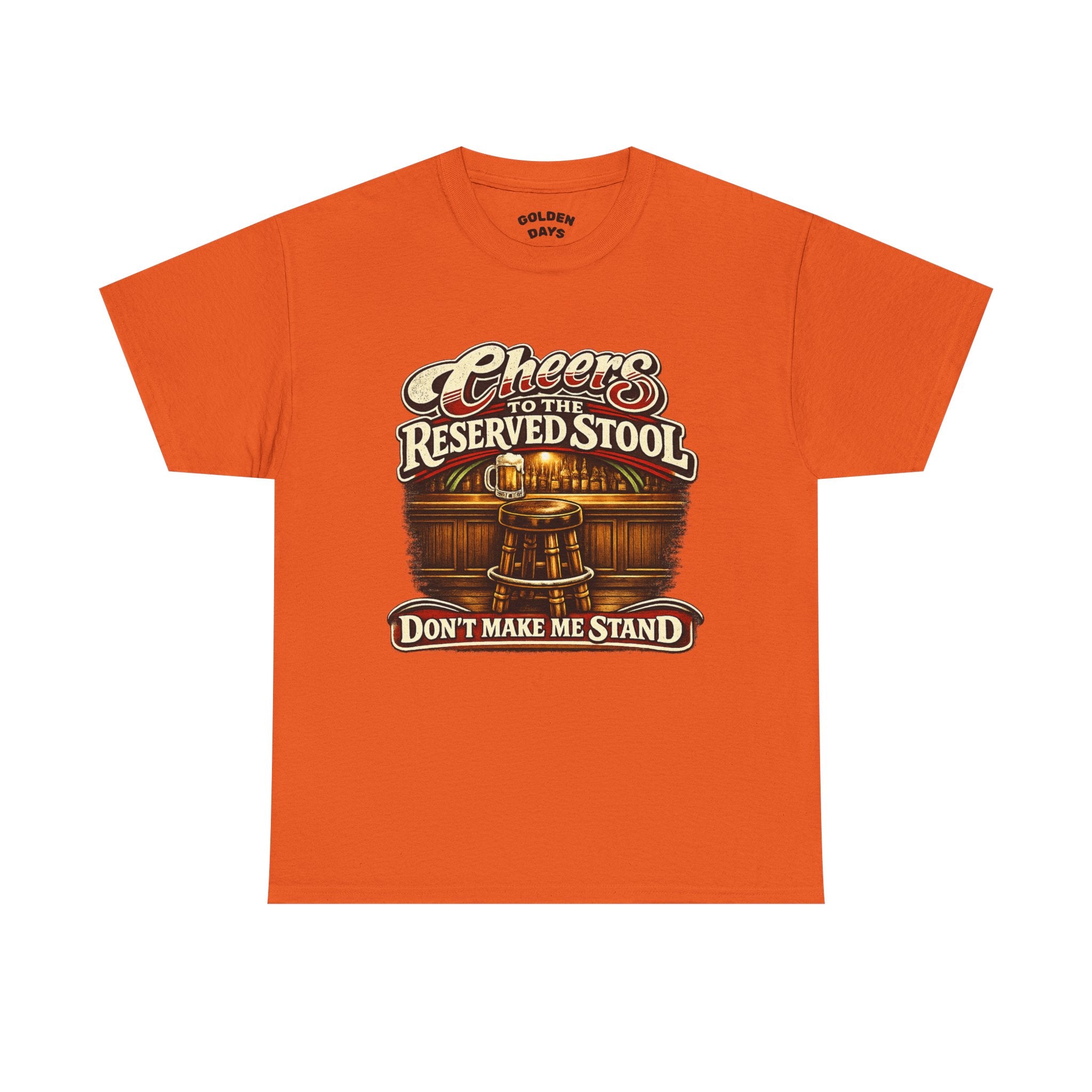 Reserved Bar Stool T‑Shirt – “Cheers to the Reserved Stool” Funny Pub Tee