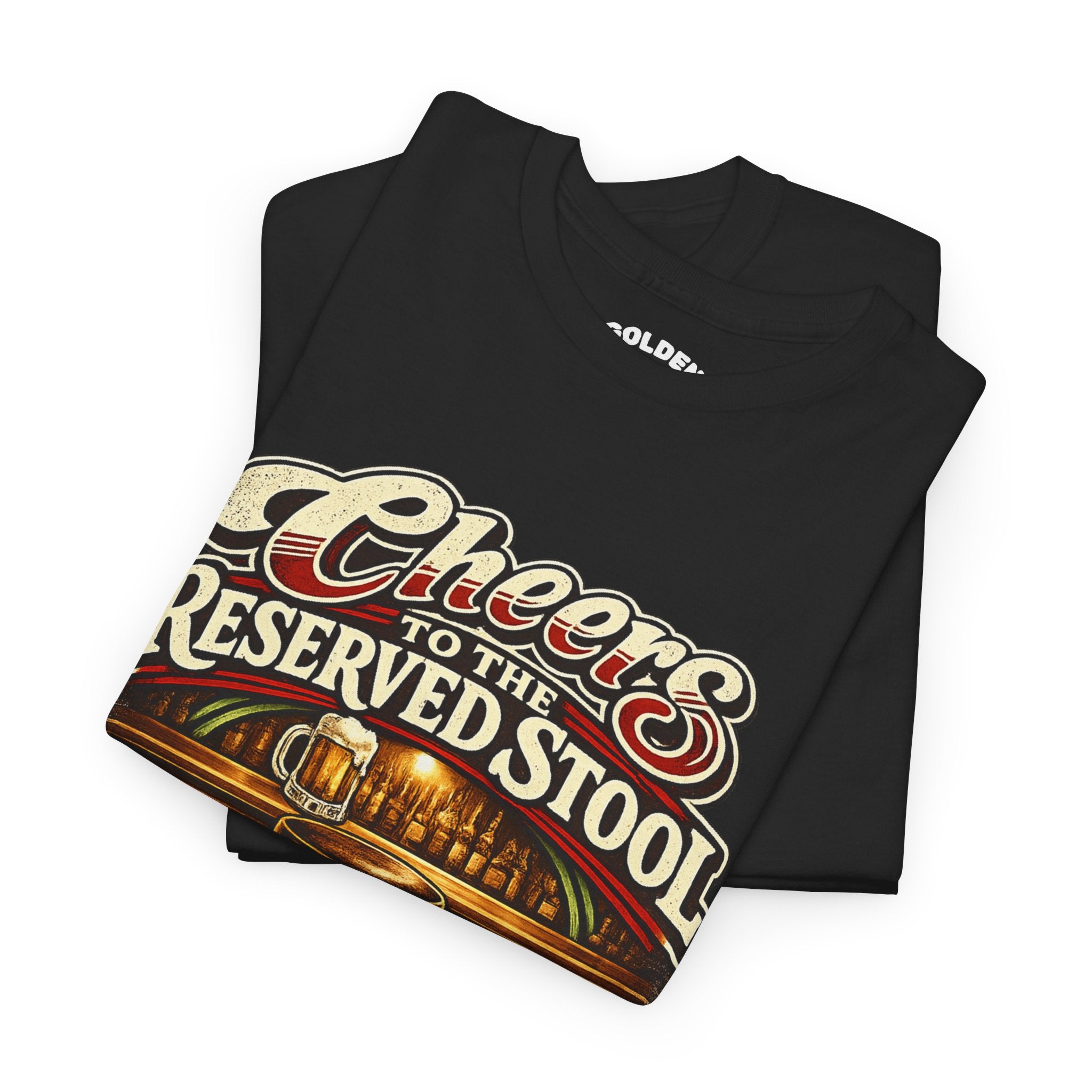 Reserved Bar Stool T‑Shirt – “Cheers to the Reserved Stool” Funny Pub Tee