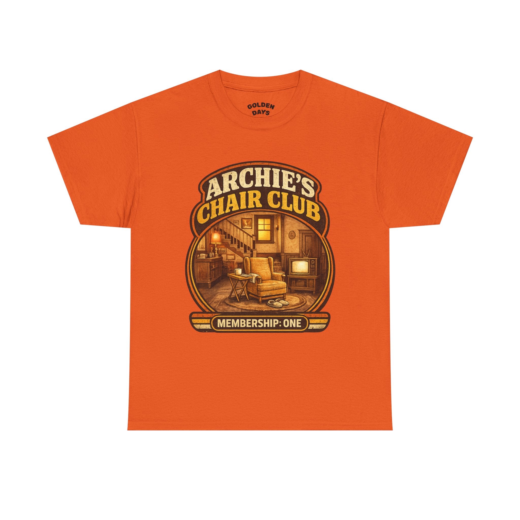 Archie’s Chair Club Graphic Tee — Vintage Cozy Living Room Design
