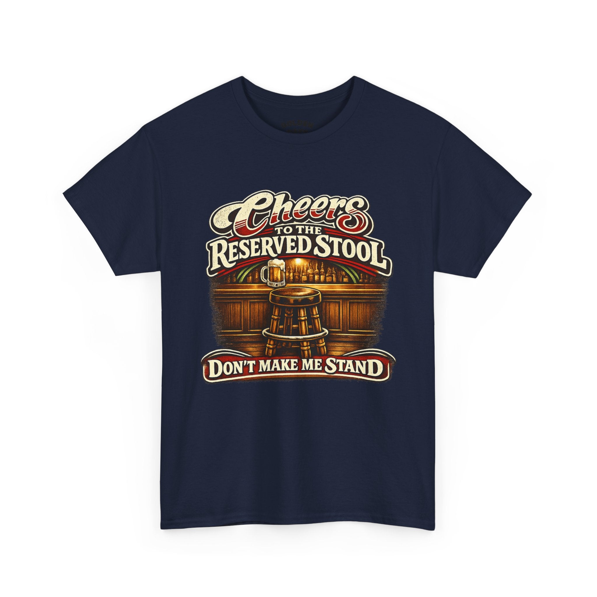Reserved Bar Stool T‑Shirt – “Cheers to the Reserved Stool” Funny Pub Tee