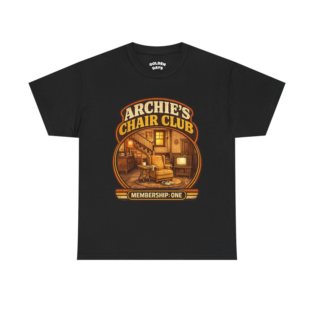 Archie’s Chair Club Graphic Tee — Vintage Cozy Living Room Design