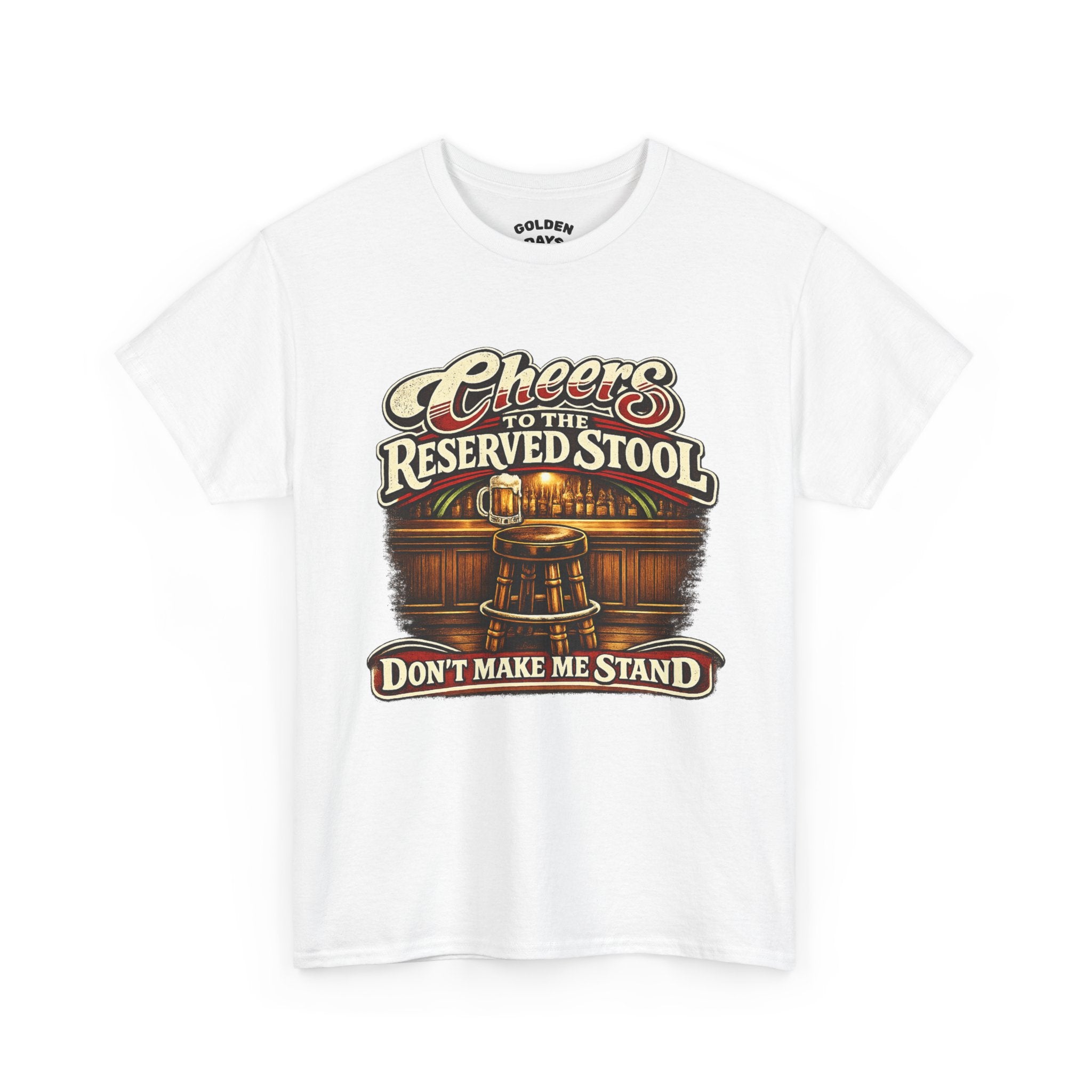 Reserved Bar Stool T‑Shirt – “Cheers to the Reserved Stool” Funny Pub Tee
