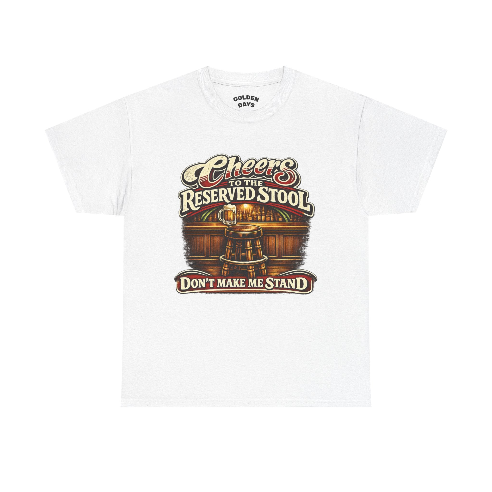 Reserved Bar Stool T‑Shirt – “Cheers to the Reserved Stool” Funny Pub Tee