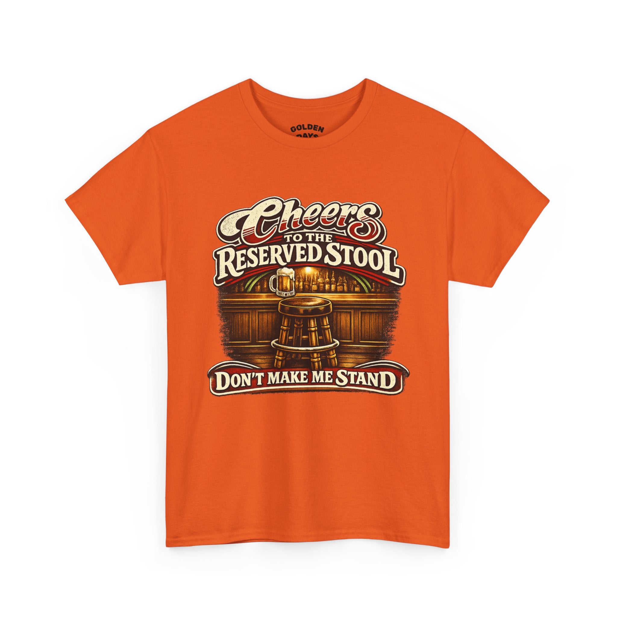 Reserved Bar Stool T‑Shirt – “Cheers to the Reserved Stool” Funny Pub Tee